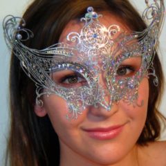 Silver Angel Mask top of the range made in Italy with Swarovski Crystals and Silver Glitter
