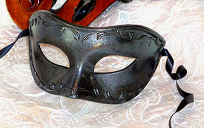 Mens Metallic Black Italian Made Mask
