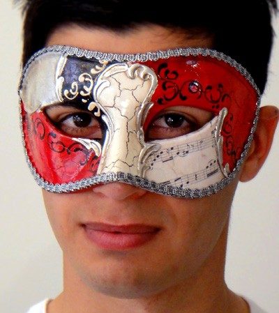 Authentic Venetian Mens Masquerade Mask Silver